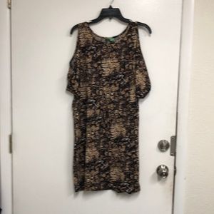 Animal Print Cold Shoulder Dress